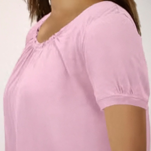 WOMAN WITHIN 100% Cotton Short Sleeve Tunic Pink Tee Shirt Women’s Plus Size 2X - Picture 5 of 8
